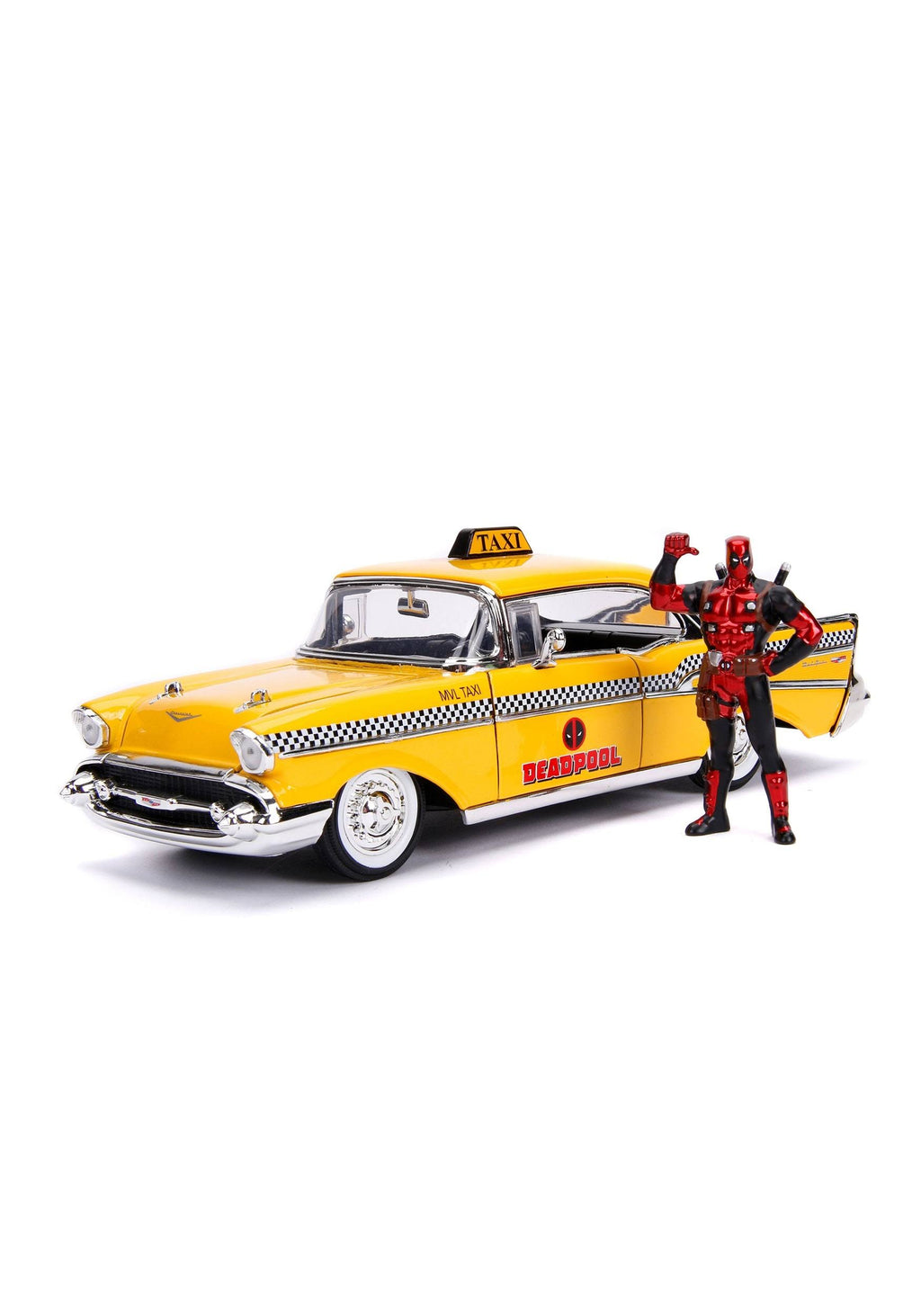 1957 Chevrolet Bel Air Taxi Yellow Diecast Figure N64068