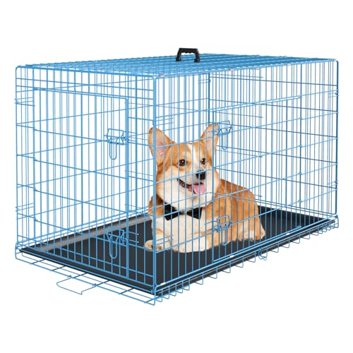 42 Inch Black Metal Dog Crate Kennel with Divider E42936