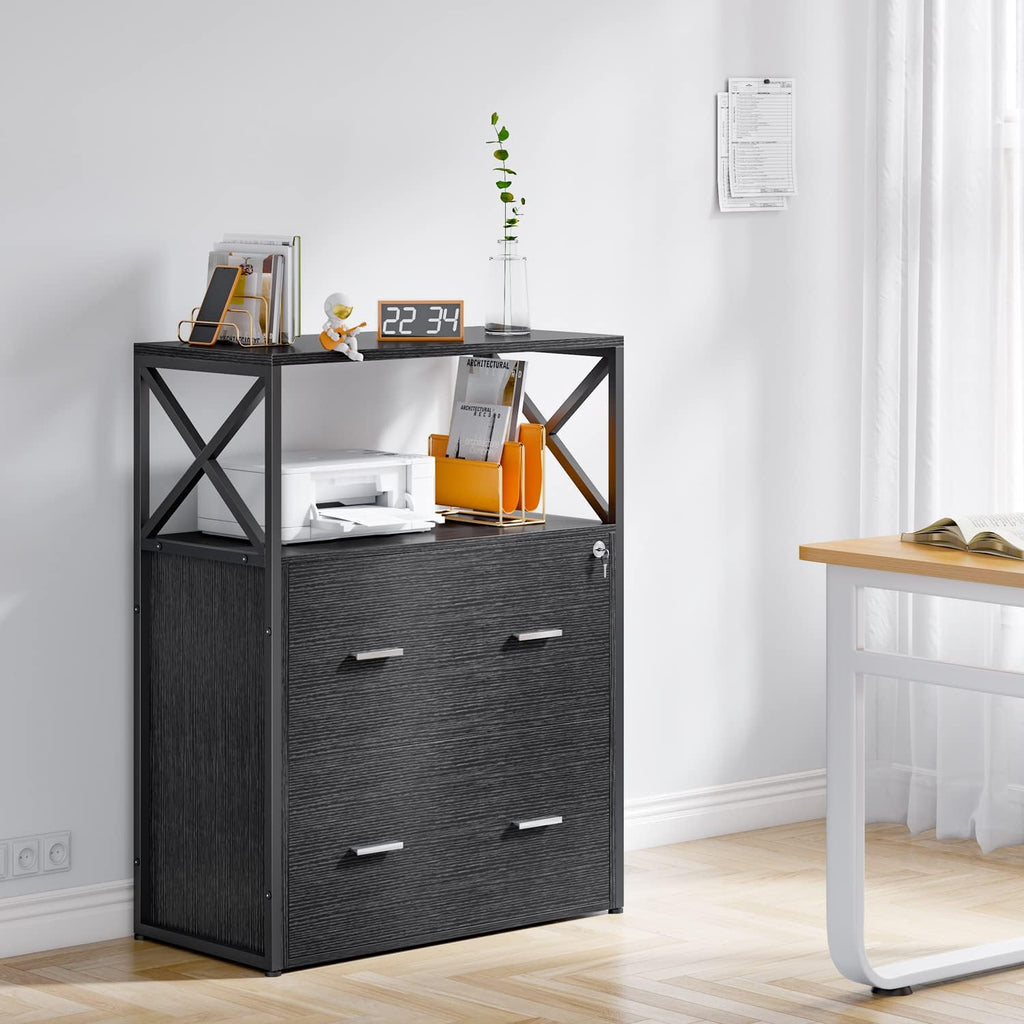 Lateral Filing Cabinet with 2 Drawers, Lockable Storage Cabinet, 31.5” L X 15.8”W X 40.6”H D69464