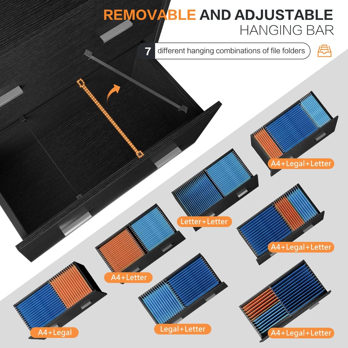 Lateral Filing Cabinet with 2 Drawers, Lockable Storage Cabinet, 31.5” L X 15.8”W X 40.6”H D69464
