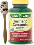 Turmeric Curcumin with Ginger Powder Dietary Supplement, 500 mg, 180 Count P12907