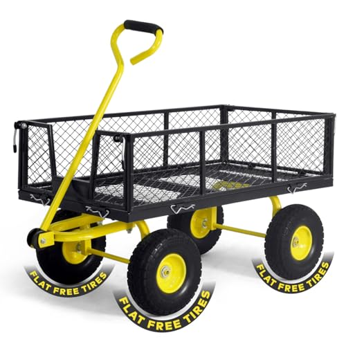 Metal Black Garden Cart with 10" Flat-Free Tires S781428
