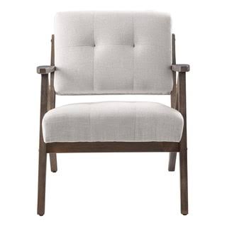 Brown Linen Rubberwood Arm Chair W570