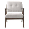 Brown Linen Rubberwood Arm Chair W570