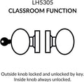 Cylindrical Door Knob Lock Passage Function Polished Brass D6418