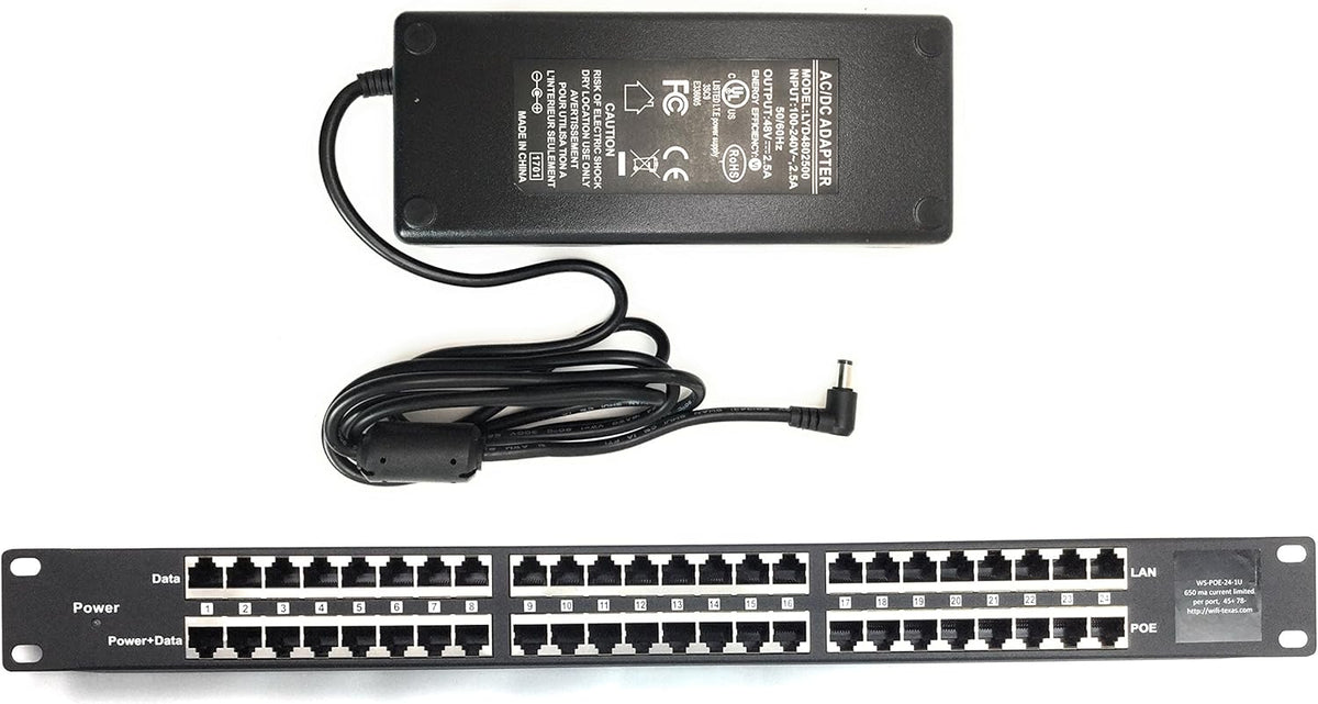 24 Port Passive PoE Injector with 48V 120W Power Supply H47448