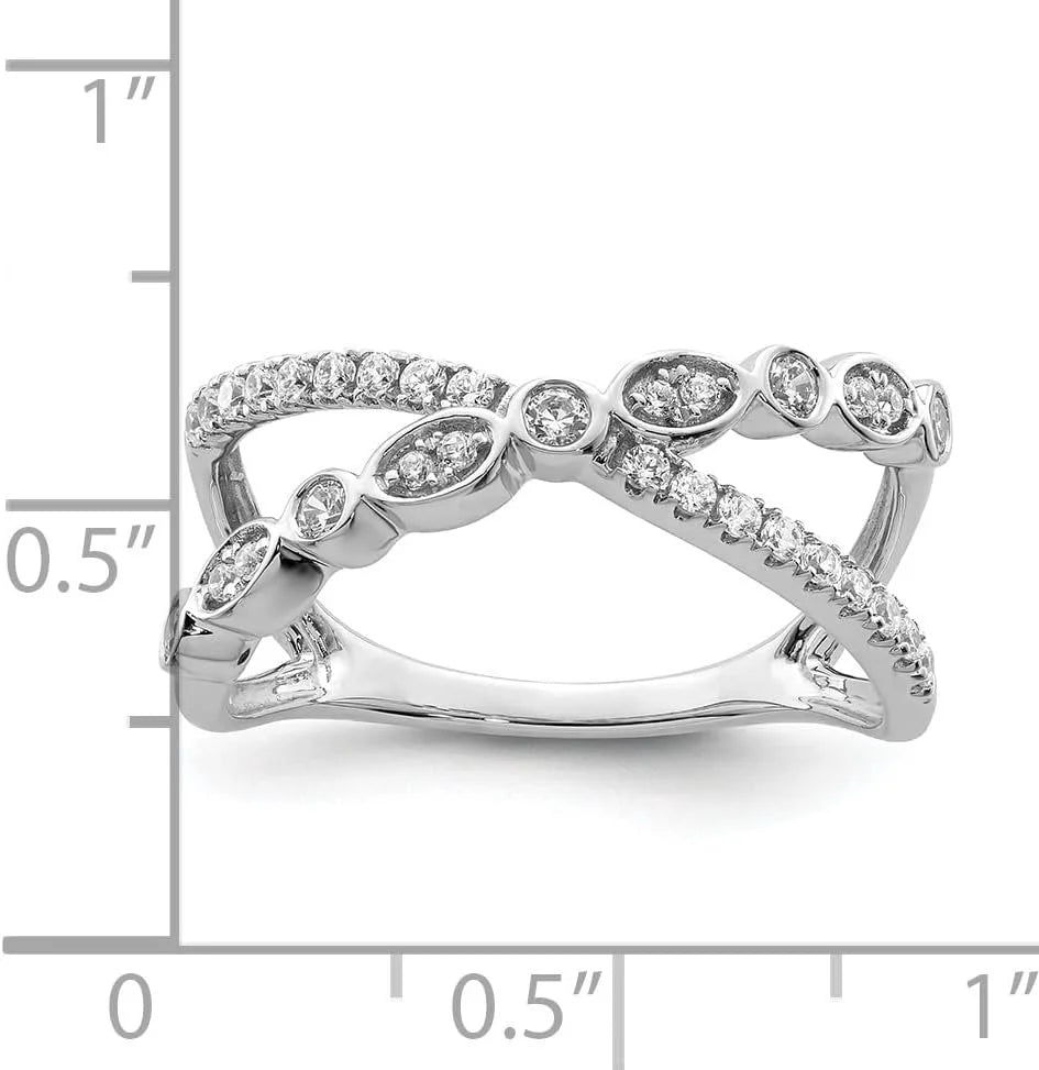 14k White Gold Criss Cross Diamond Ring L27164