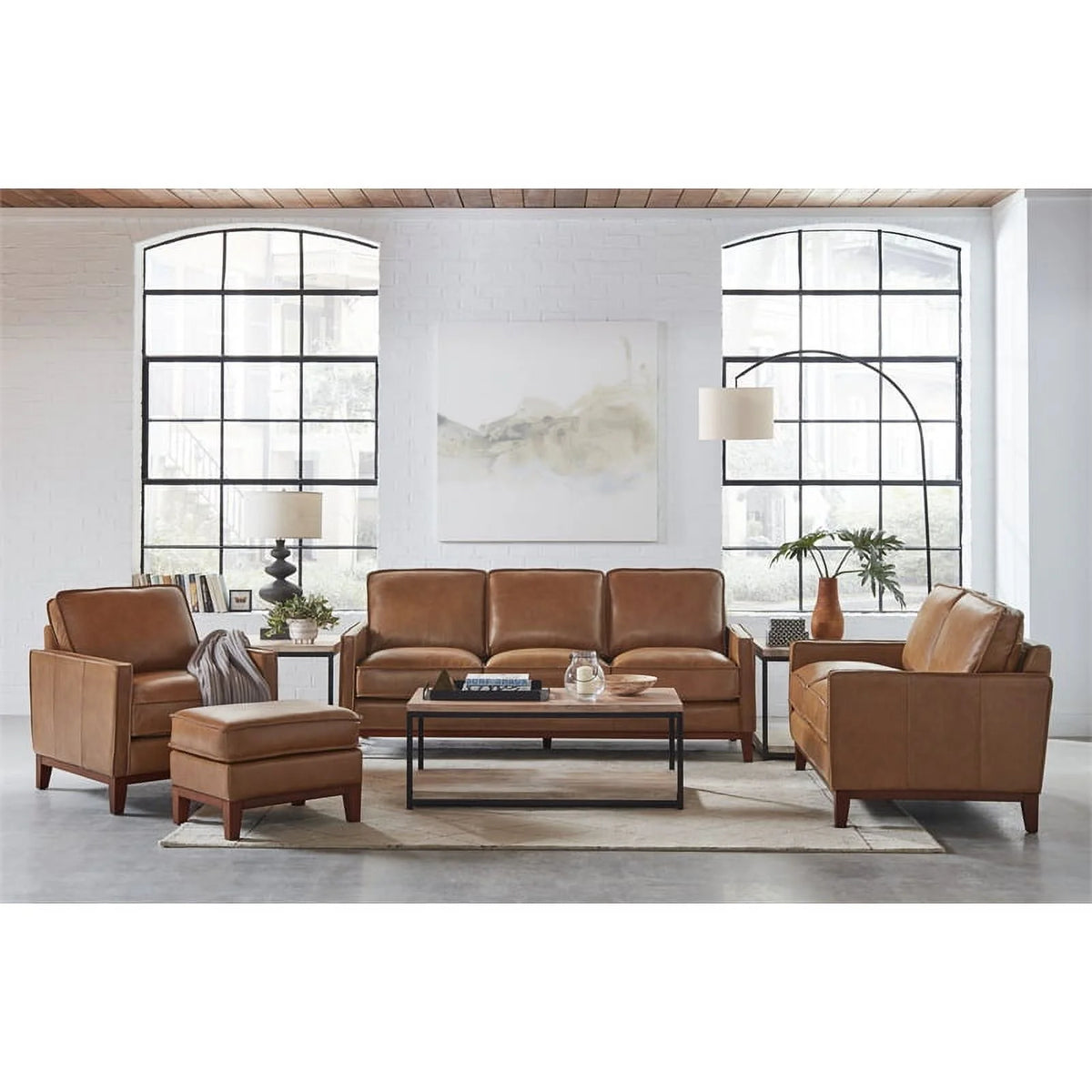 Camel Brown Leather Loveseat S30151