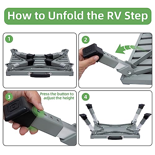 Portable Foldable Anti-Slip Aluminum RV Steps with Handles V6939