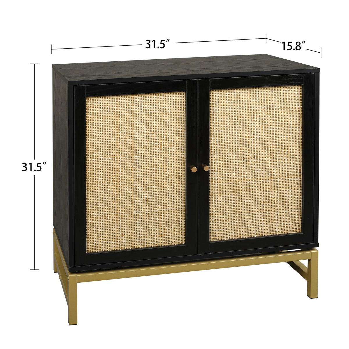 Black Set of 2 Rattan 2 Door Cabinet Q733369