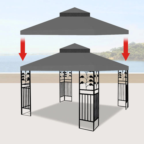 10x10 Ft Double Tiered Gazebo Replacement Canopy Top Cover Only Z907872