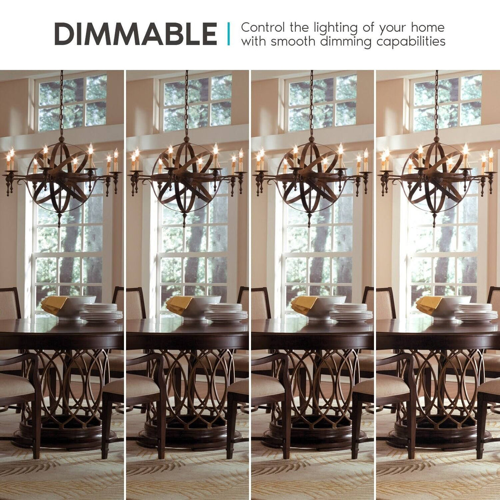Vintage Candelabra E12 LED Bulb 5w, 550 Lumens, 2700K Warm White, Dimmable, Flame Tip Clear Glass (24 Pack) D4434