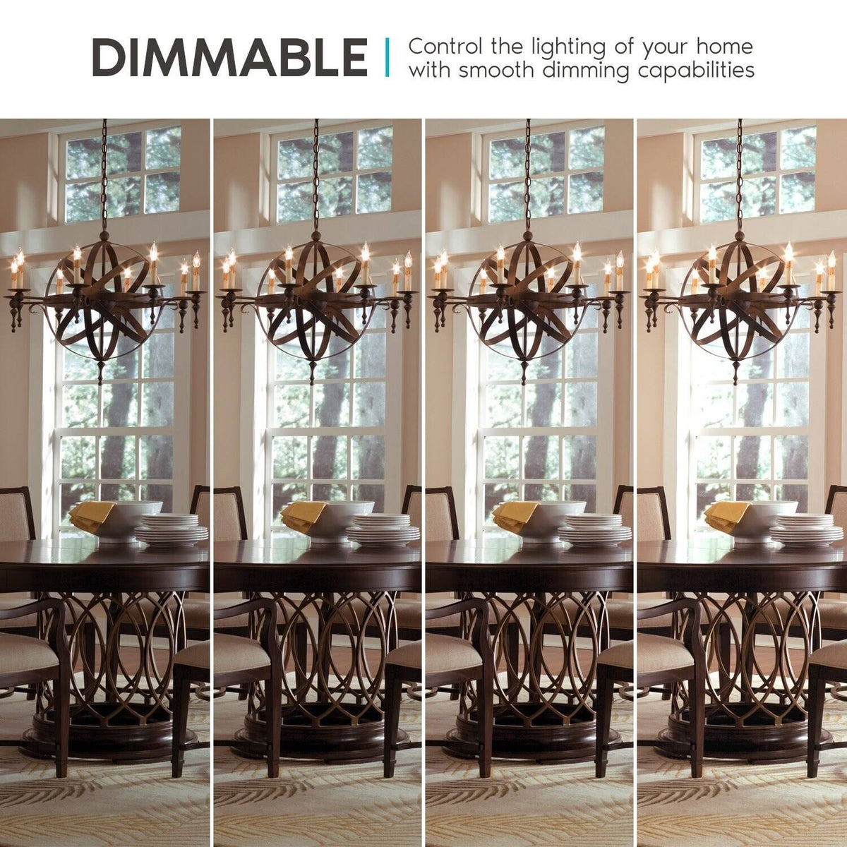 Vintage Candelabra E12 LED Bulb 5w, 550 Lumens, 2700K Warm White, Dimmable, Flame Tip Clear Glass (24 Pack) D4434