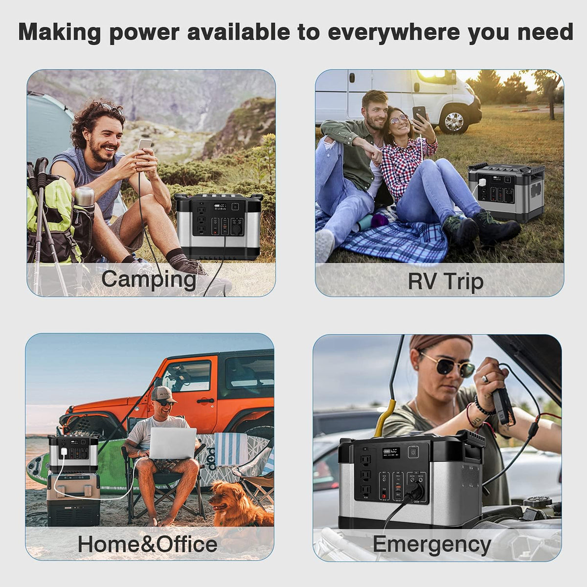 350000mAh 1000W 1120Wh Solar Power Generator with 3 AC Outlets, 3 USB Ports, LED Display X316