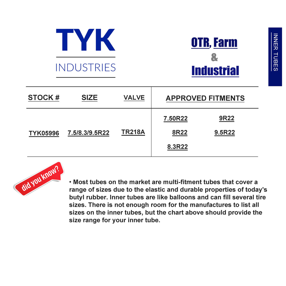 Tractor Tire Inner Tube TR218A R6997