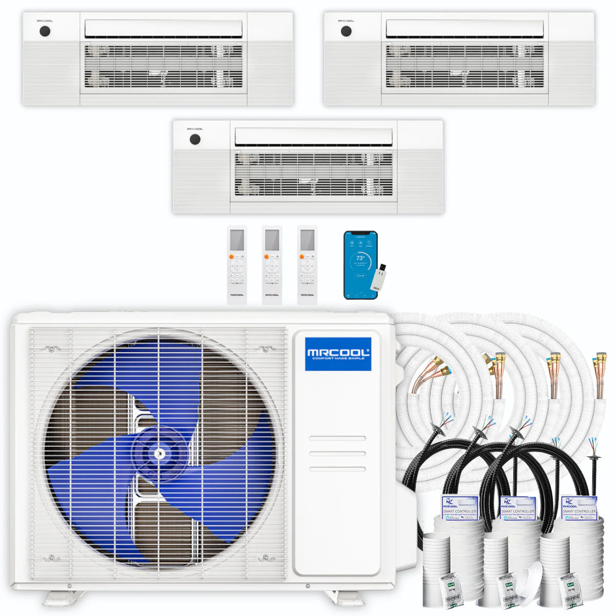 30,000 BTU 3 Zone Ceiling Cassette Ductless Air Conditioner and Heat Pump F858225