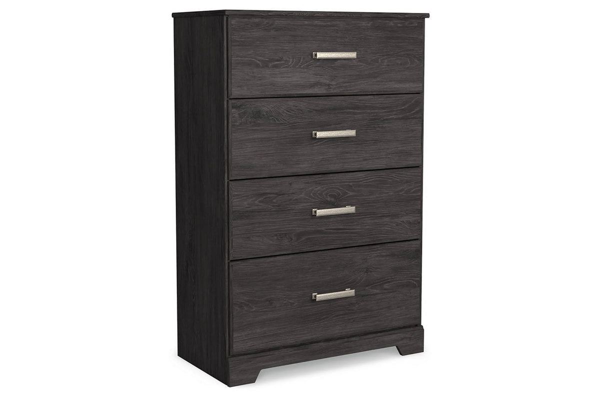 Black Four Drawer Engineered Wood Chest X243028