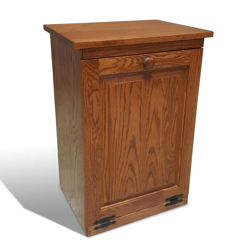 Tilt Out Trash Cabinet Wooden Garbage Can Holder (Golden Oak) Q794872