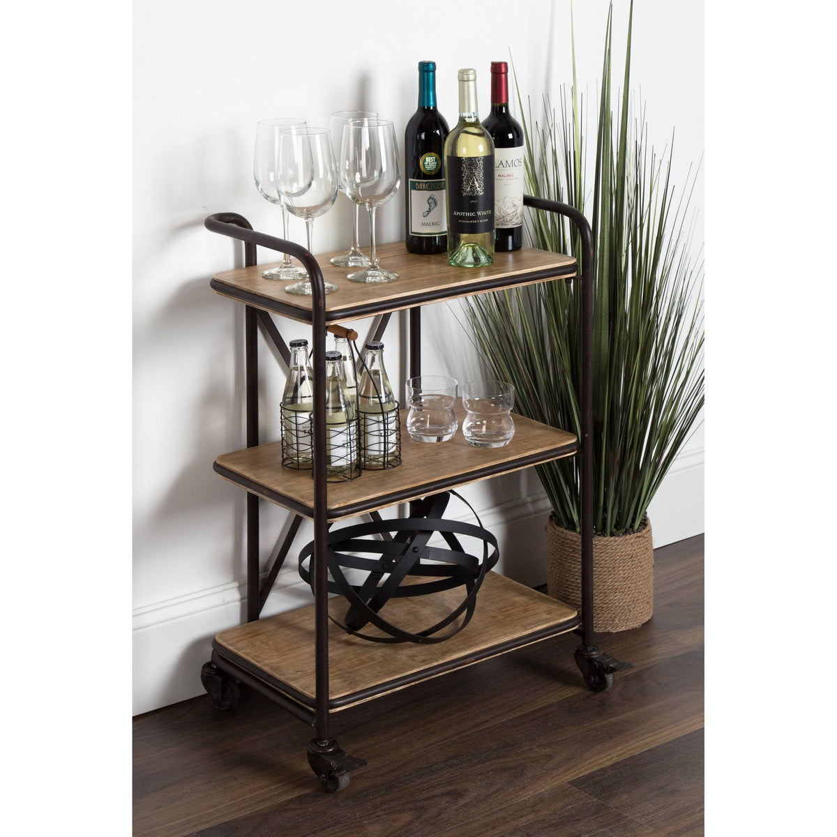 3 Tiered Rolling Bar Cart C7224