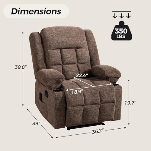 Brown Manual Recliner Chair with Massage and Heat R462