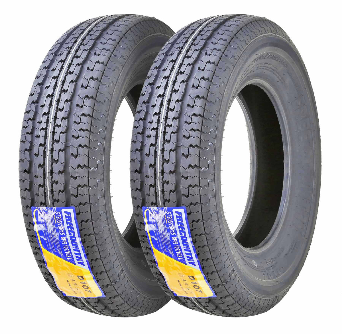 Trailer Tires ST 205/75R15 8 Ply Load Range D Set 2 E1484