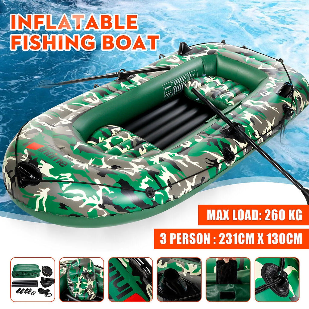 Inflatable 3-Person PVC Fishing Boat with Paddle M132