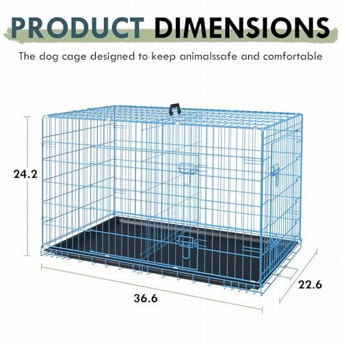 42 Inch Black Metal Dog Crate Kennel with Divider E42936
