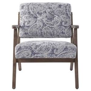 Brown Linen Rubberwood Arm Chair W570