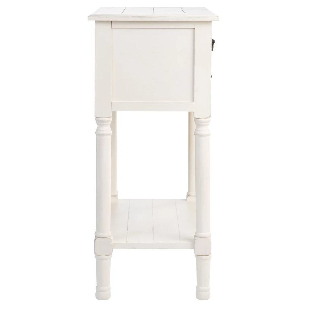 Distressed White Wood Console Table with Drawer P2578