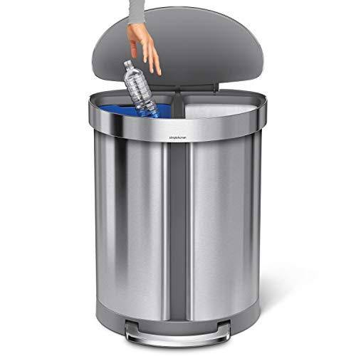 Stainless Steel Dual Compartment Semi-Round 14.5 gal Step Trash Can X32694