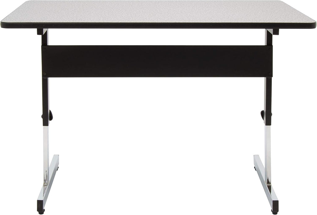 Height Adjustable Office Desk, 48 Inch, Black Frame, Grey Top S9904