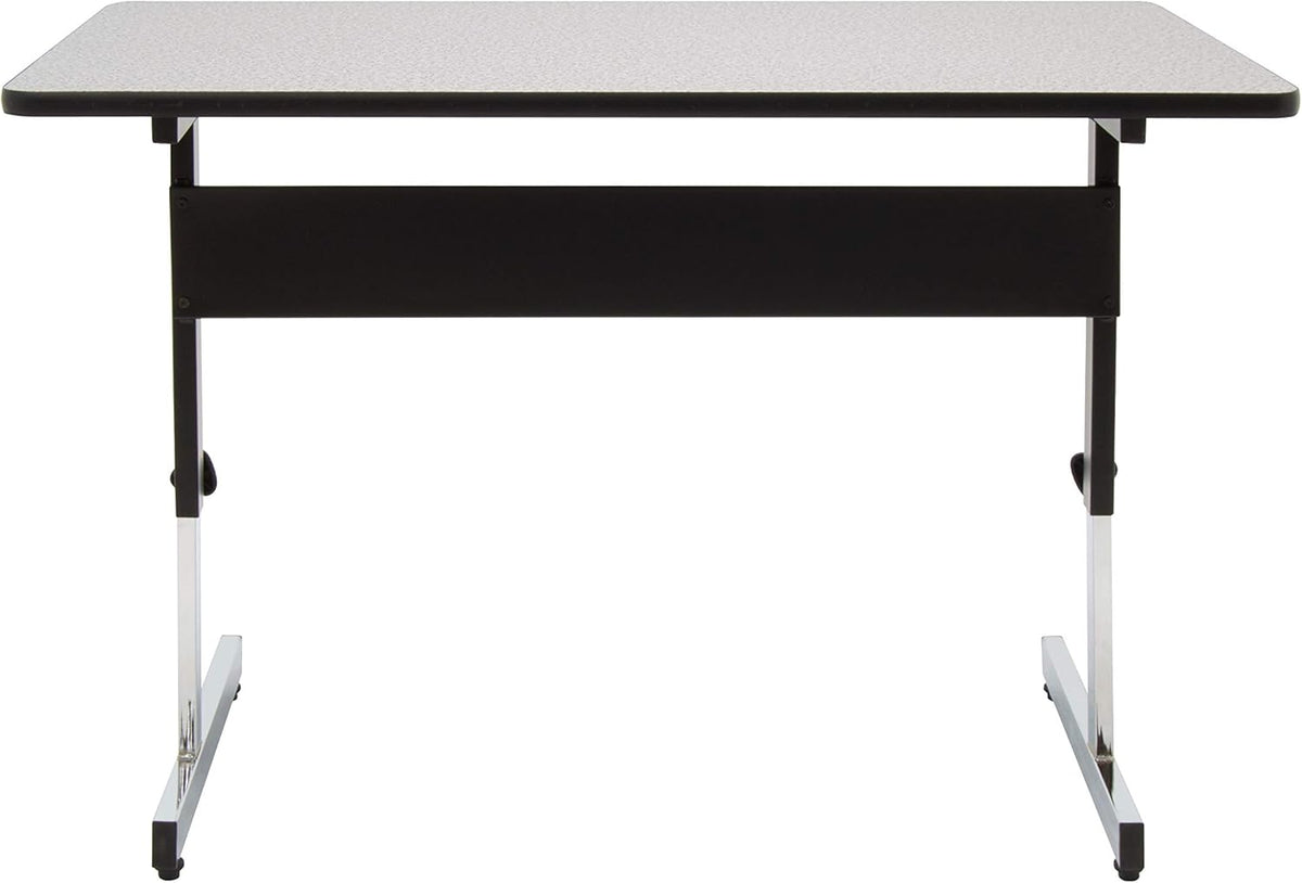 Height Adjustable Office Desk, 48 Inch, Black Frame, Grey Top S9904