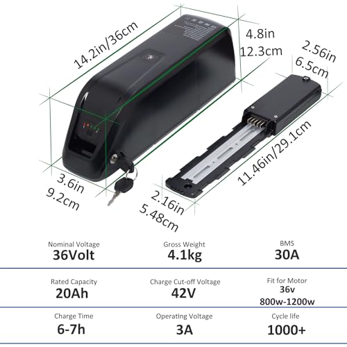 52V 20Ah Down Tube Lithium-Ion Electric Bicycle Battery with Charger H8169