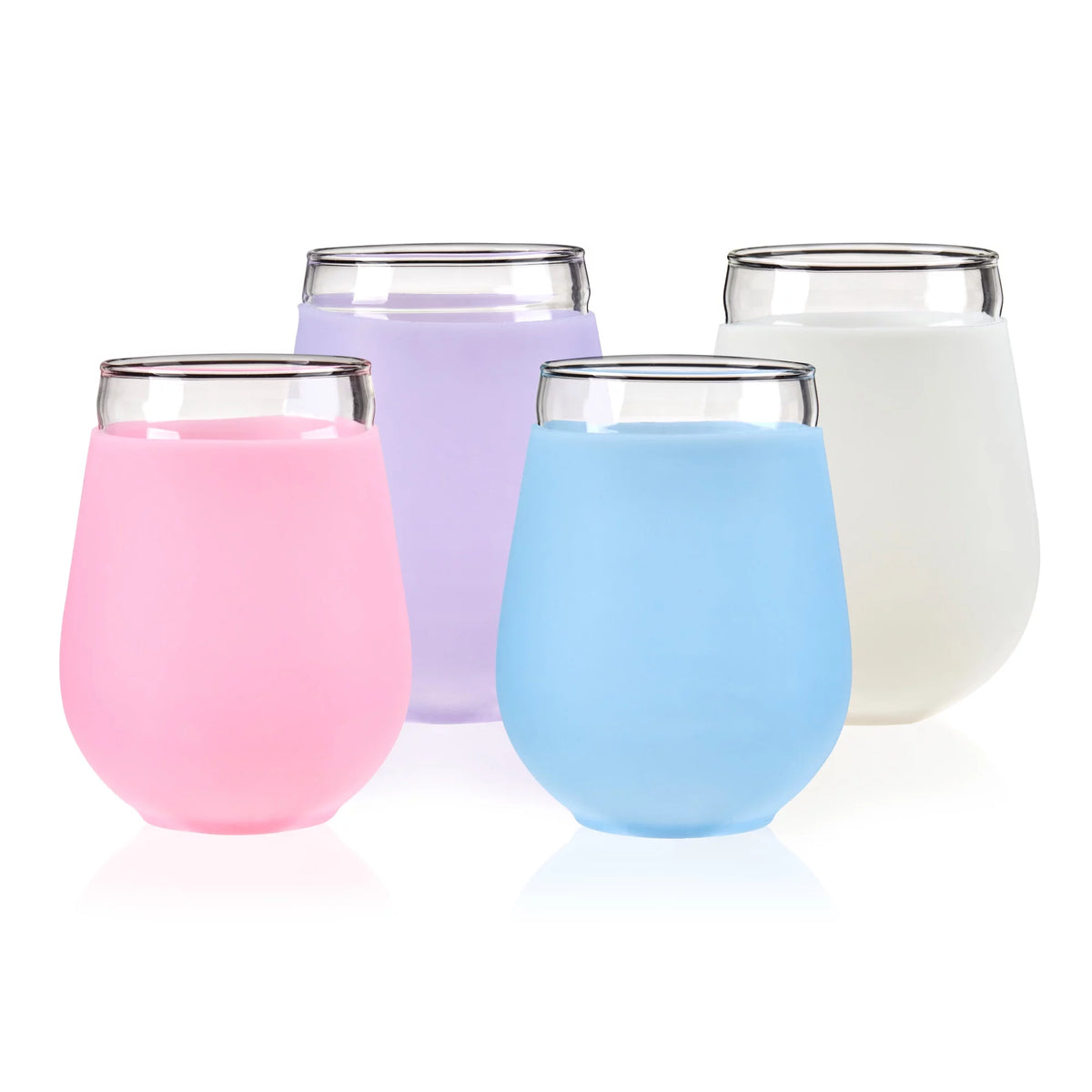 Silicone Wrapped Stemless Wine Glasses 16 Oz Set of 4 D84840