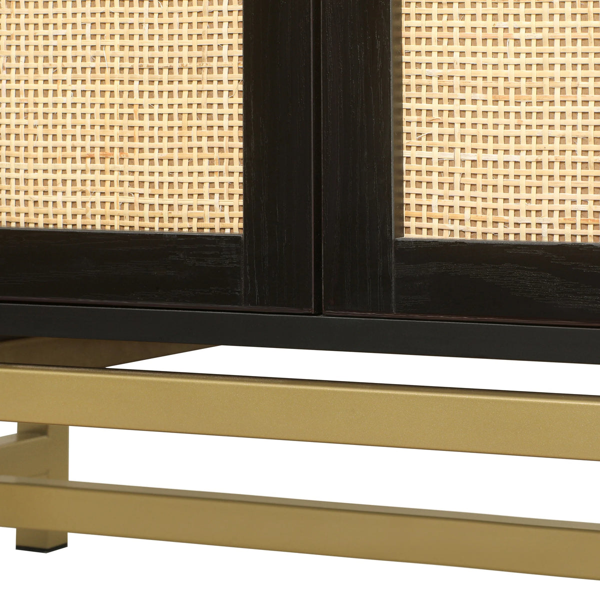Black Set of 2 Rattan 2 Door Cabinet Q733369