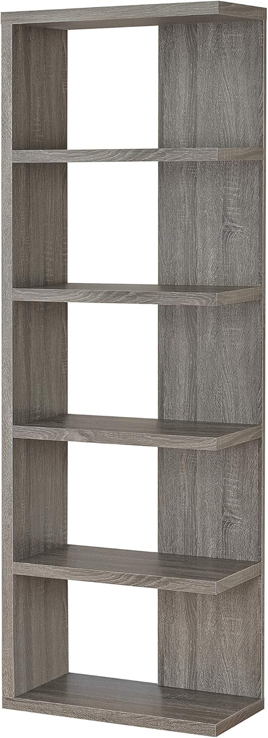 5-Tier Weathered Grey Bookcase P94318