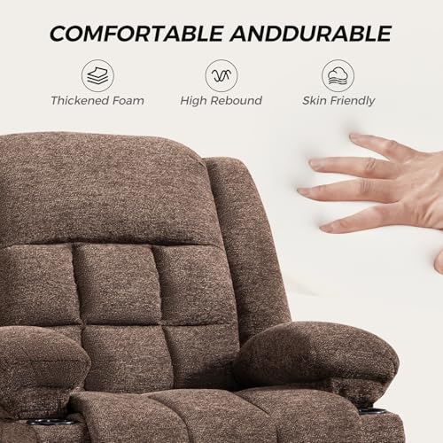 Brown Manual Recliner Chair with Massage and Heat R462