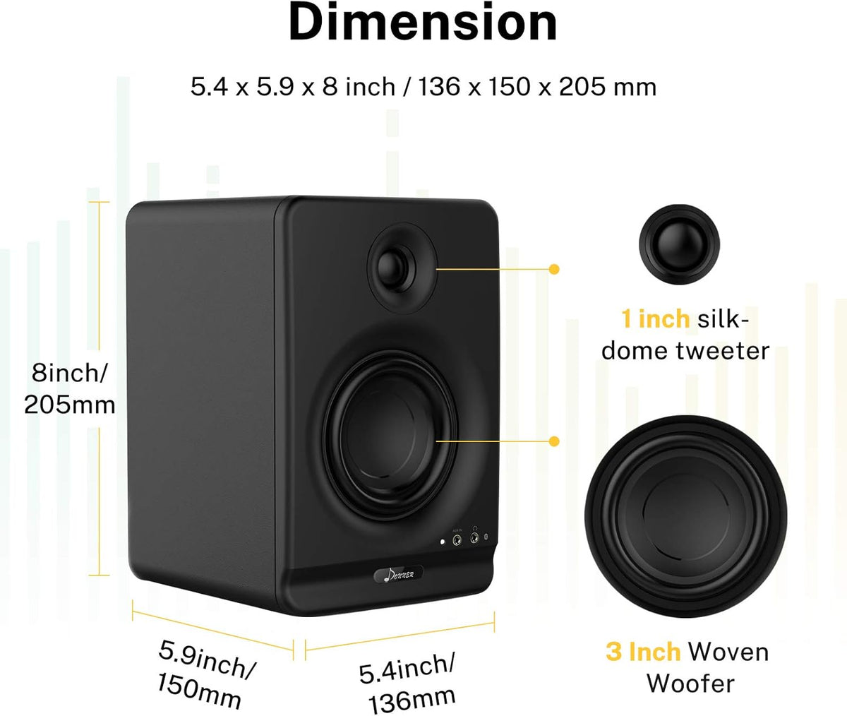 4 Near Field Studio Monitors with Bluetooth, 2-Pack Q155515