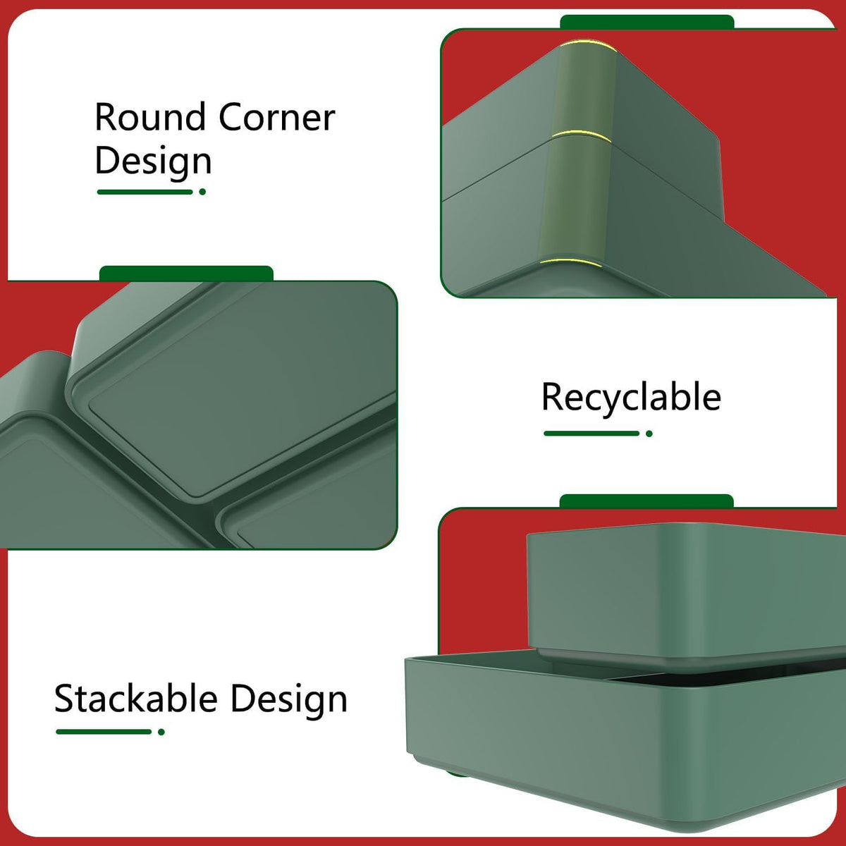 Green Plastic Drawer Organizer Set X9425
