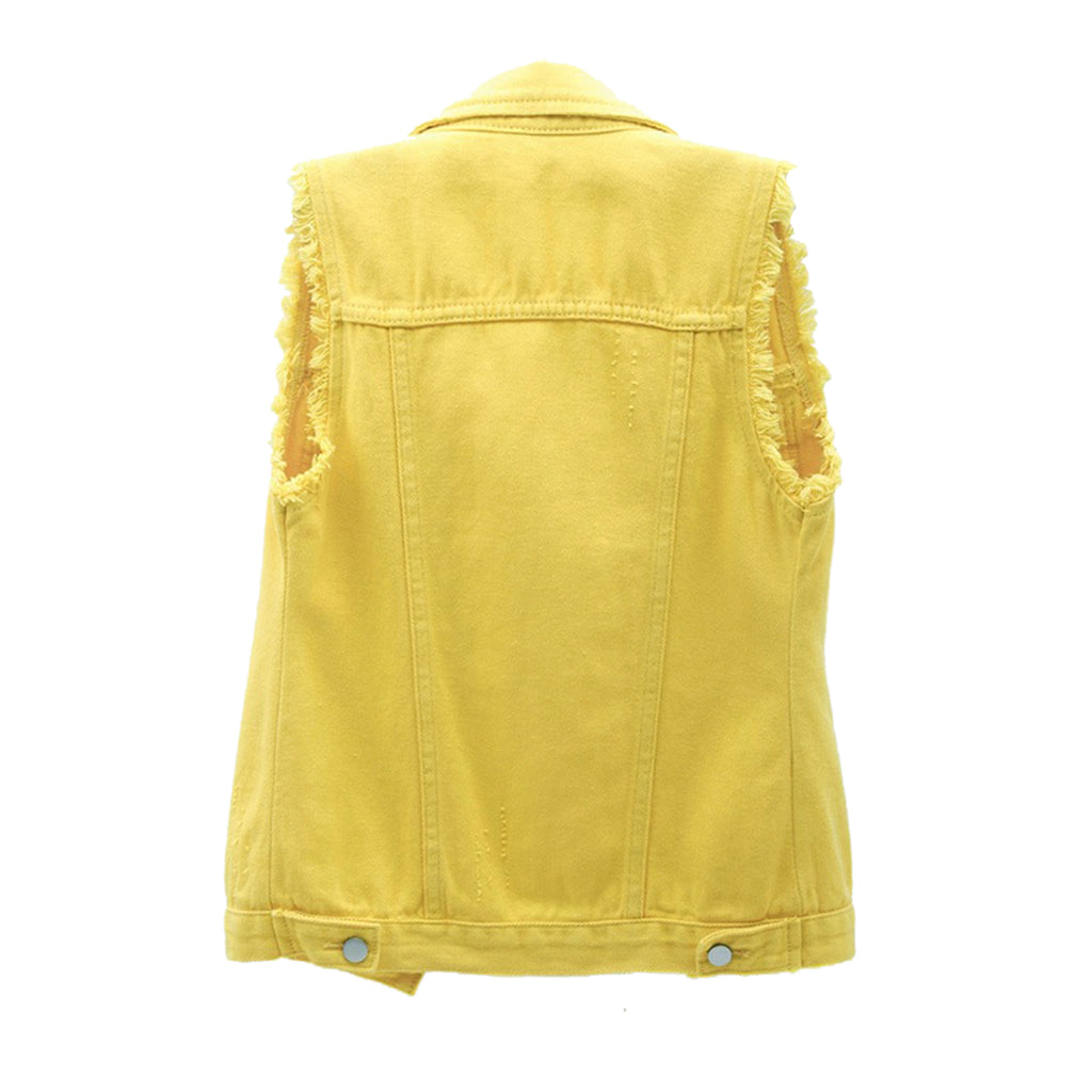 Sleeveless Solid Color Denim Vest P1954
