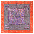 100% Silk Gray Purple Orange Scarf I352325