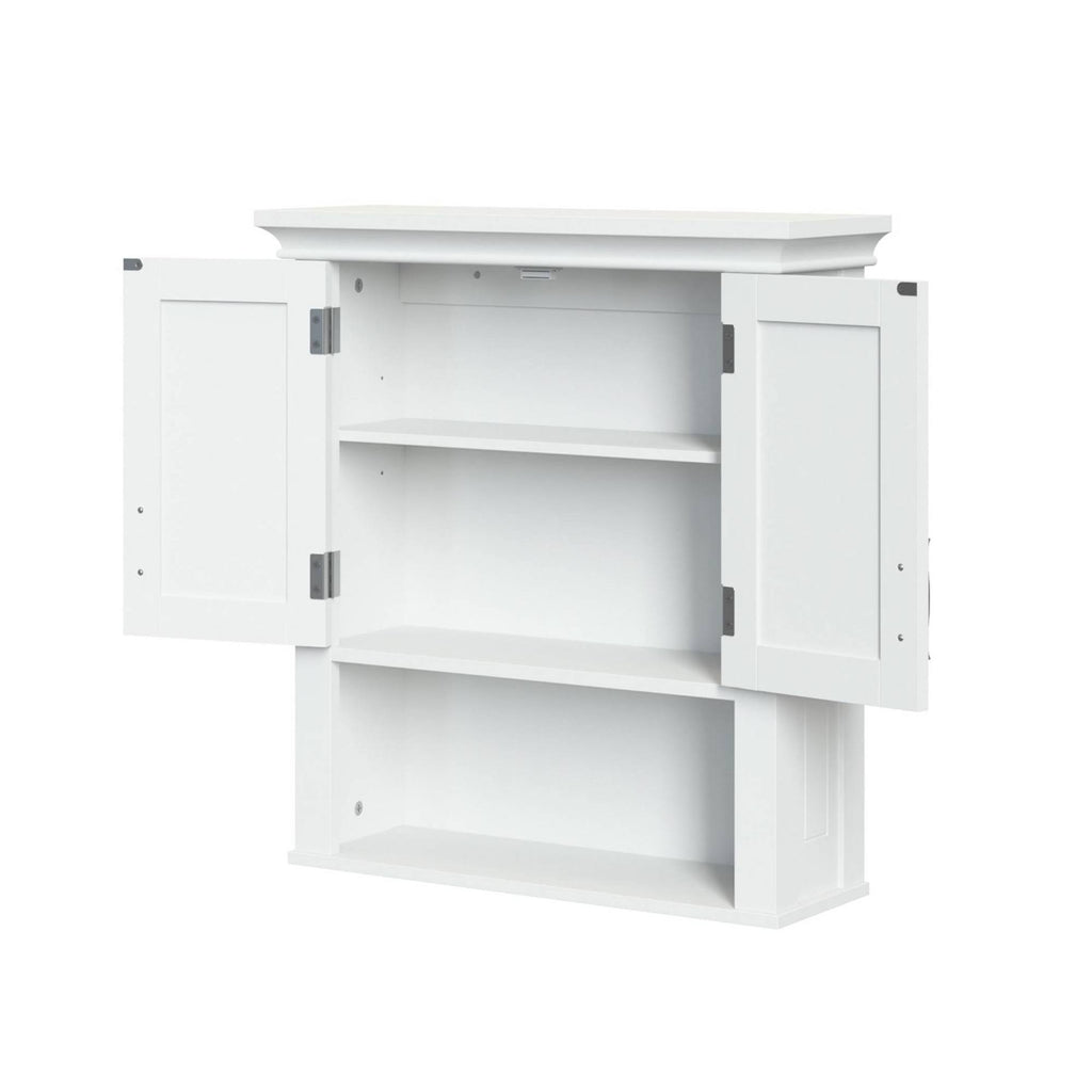 White Two Door Wall Cabinet with Open Shelf Z613