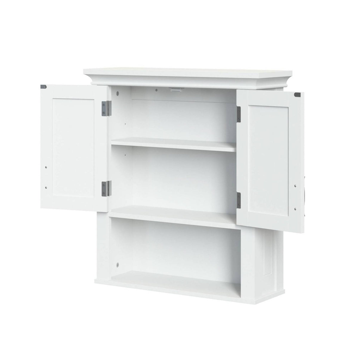 White Two Door Wall Cabinet with Open Shelf Z613