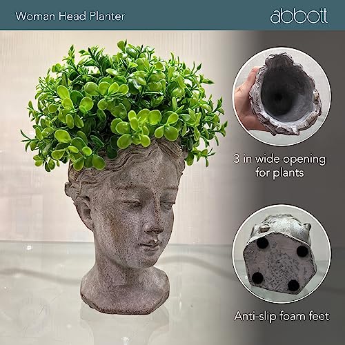Grey Cement Goddess Head Planter R996895