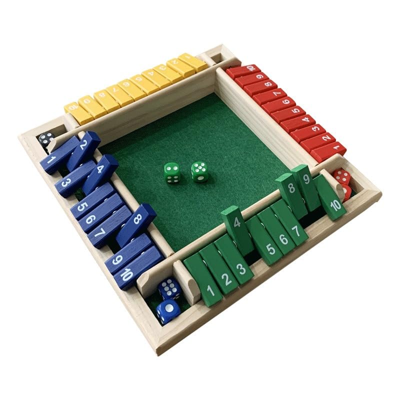 12 Inches 2-4 Player Wooden Shut The Box Dice Game with 8 Dices A1933