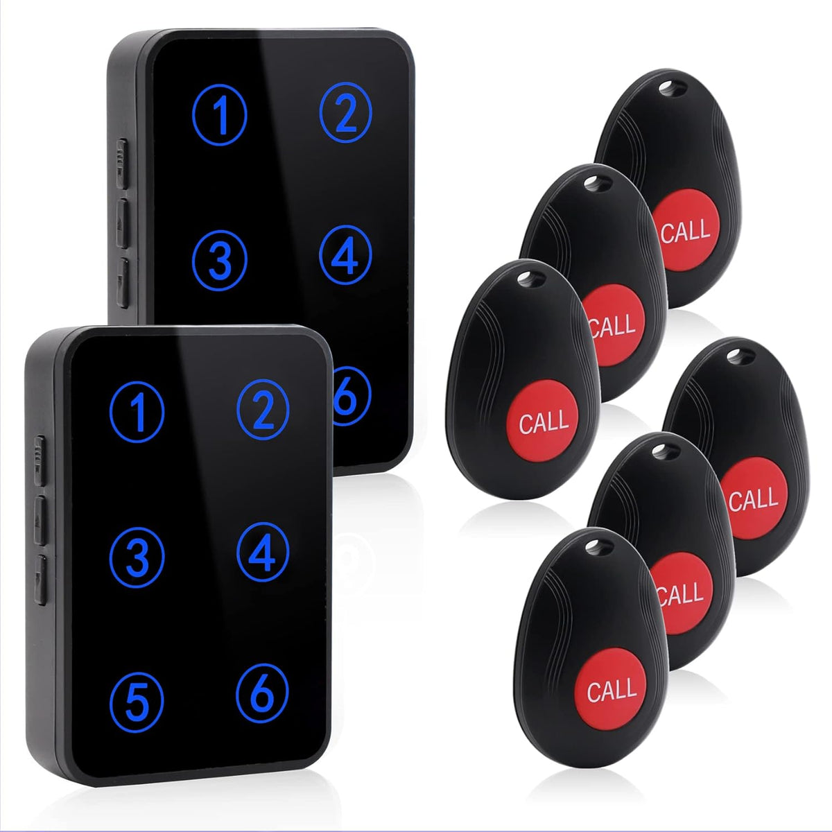 Wireless Caregiver Pager with 3 Number Display Plug-in Receiver 6 Waterproof Transmitters Q1546