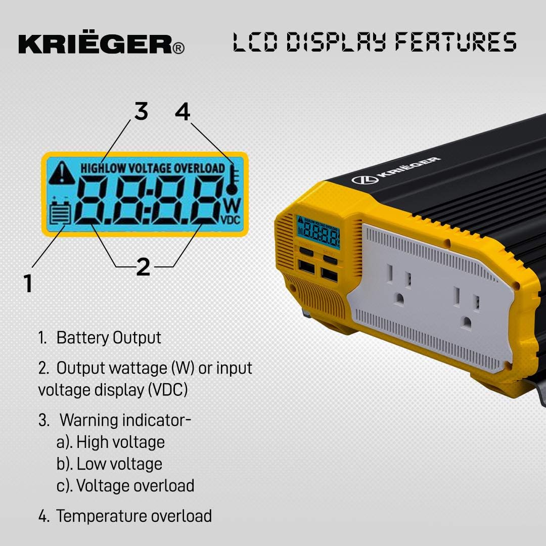 1500 Watts 12V to 110V Modified Sine Wave Power Inverter M325643