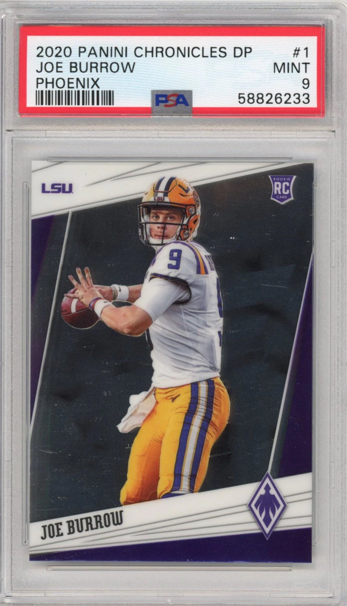 2020 Panini Chronicles Joe Burrow Phoenix Rookie RC Football Card PSA 9 Mint E7075