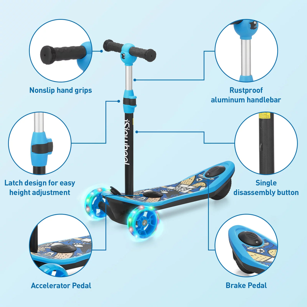 3 Wheel Electric Scooter with Flashing Wheels Q459561