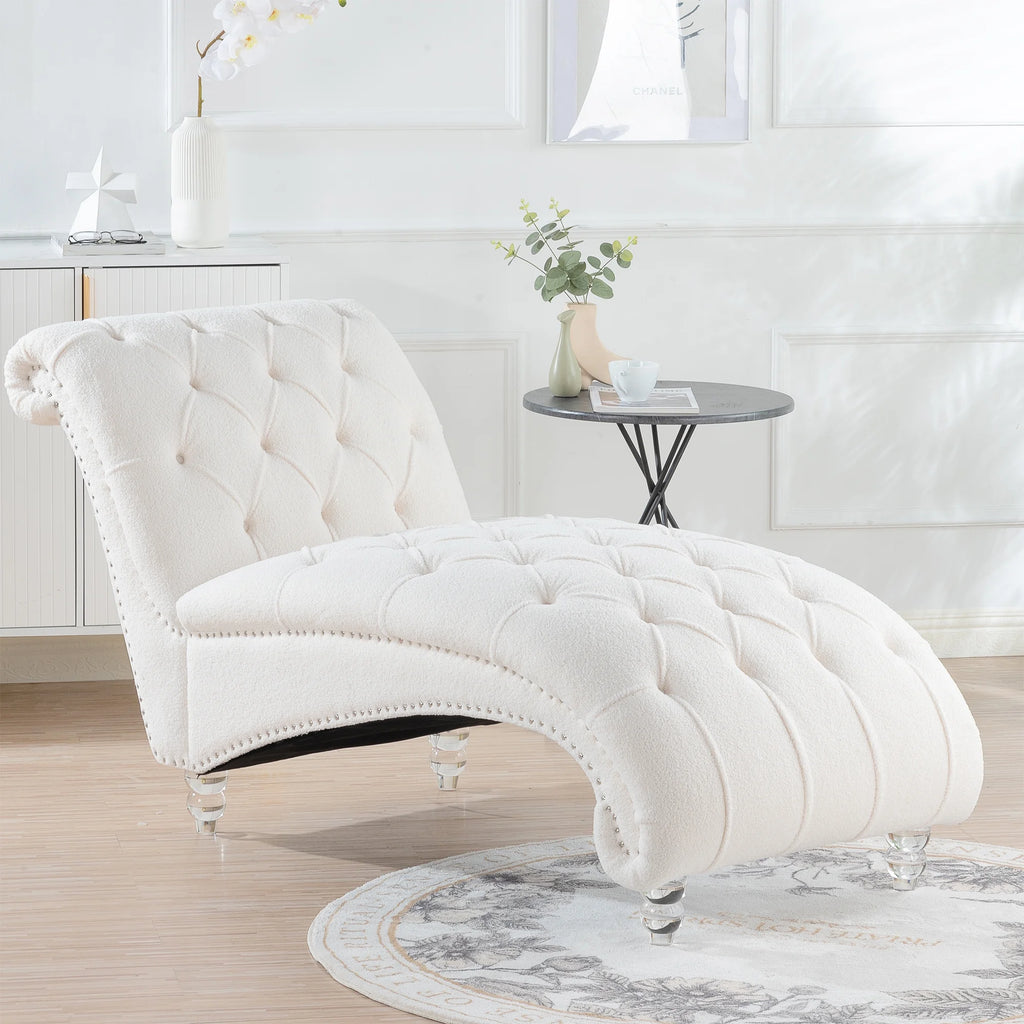 White Tufted Armless Chaise O713